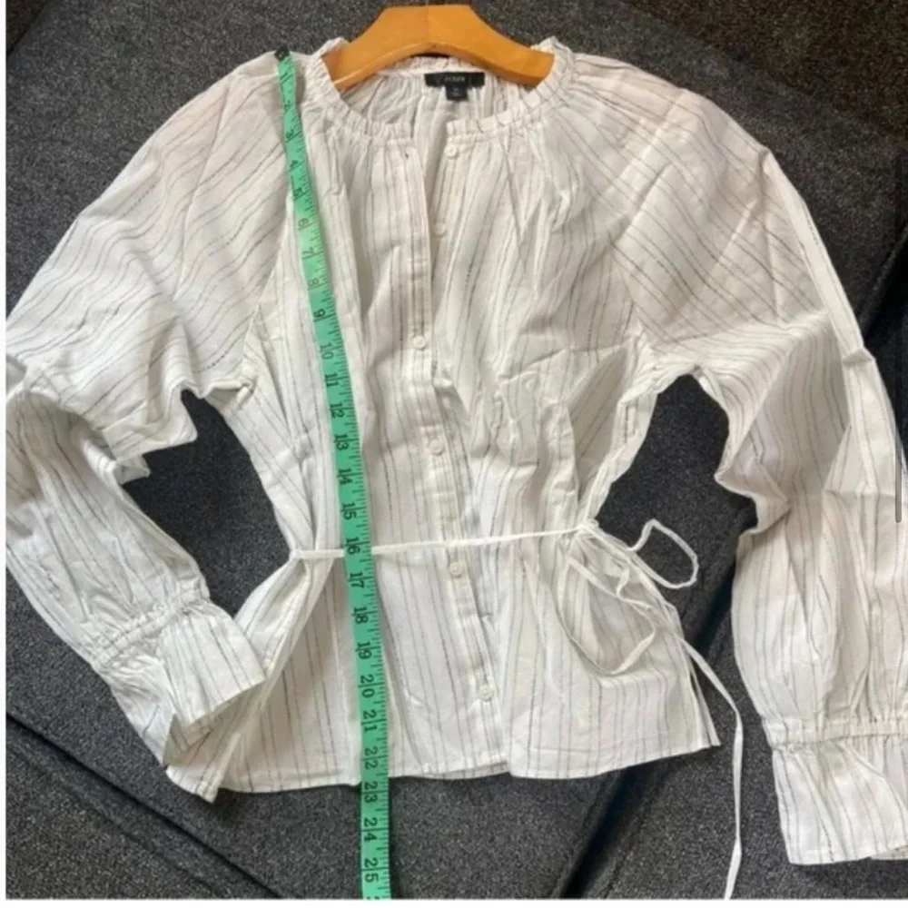 NWT JCrew Button-up tie-waist top in stripes